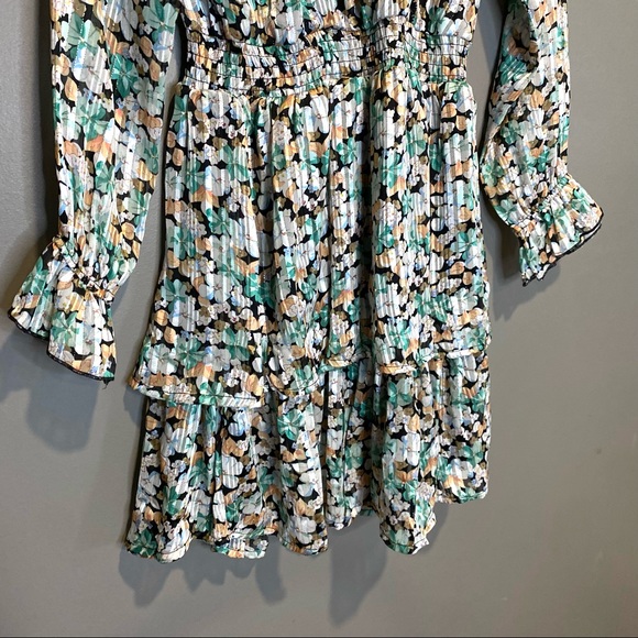 Axara Paris Floral Print Longsleeve Ruffle Dress Womens Size Small - Picture 5 of 8